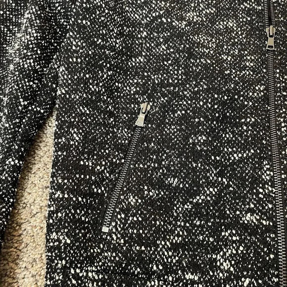 Ann Taylor Club Monaco Boucle Jacket Coat Leather Tweed Zipper Elastic Waist‎ M - Picture 11 of 13